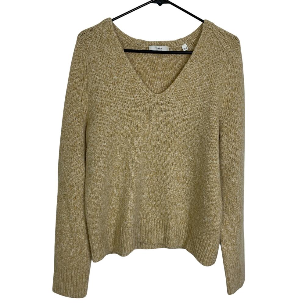 Vince Boucle Sweater Womens Size Small Yellow Boucle Silk Merino Wool Pullover